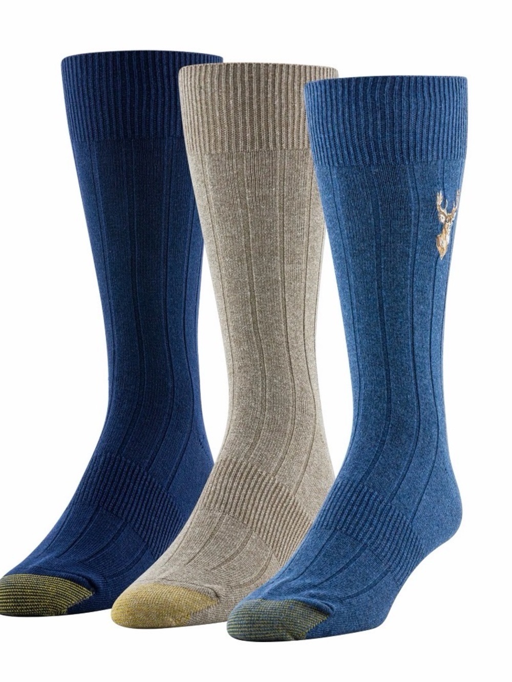 GOLDTOE Edition Mens Embroidered Classic Rib Crew Socks, 3-Pack new